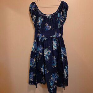 Sara USA Blue Floral Off the Shoulder Dress L
